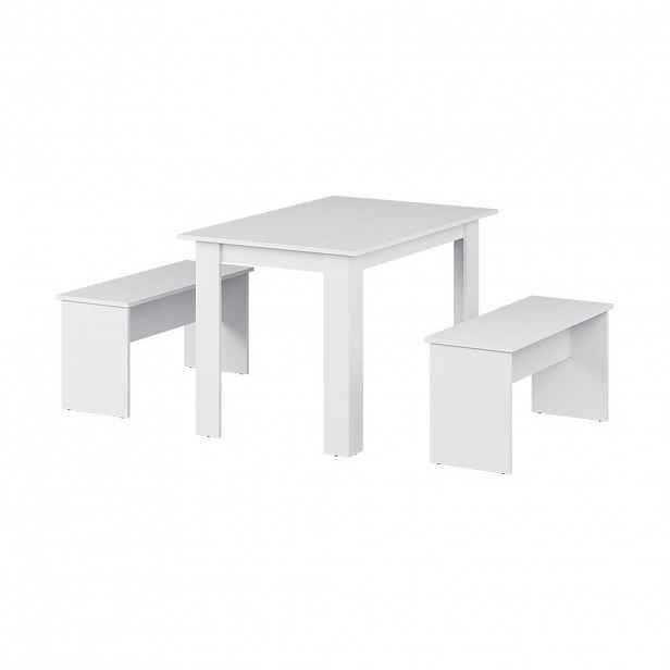 Vicco JÍDELNÍ STŮL SESTAVA Sentio Bílá 112 x 73.6 cm se 2 lavicemi