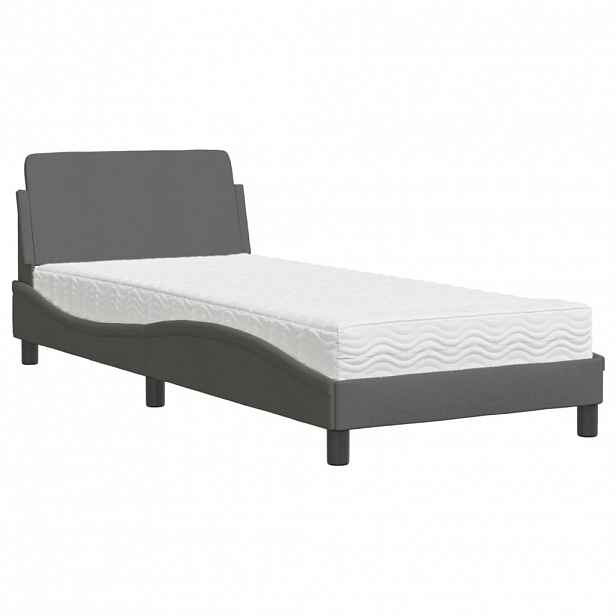 vidaXL Postel s matrací Dover tmavě šedá 90 x 190 cm textil