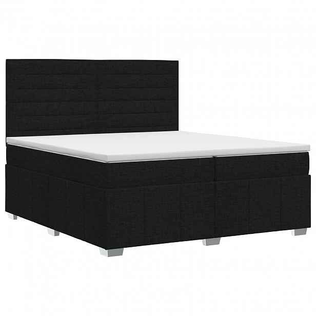 vidaXL Postel boxspring s matrací s čelo Černá 200 x 200 cm Textil