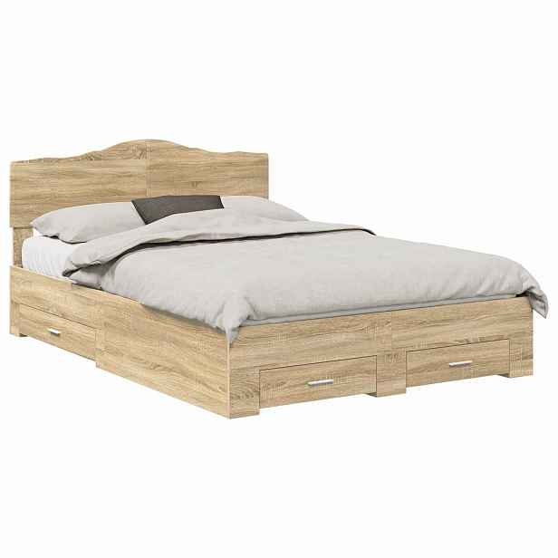 vidaXL Rám postele s čelo Sonoma dub 150 x 200 cm Kompozitní dřevo
