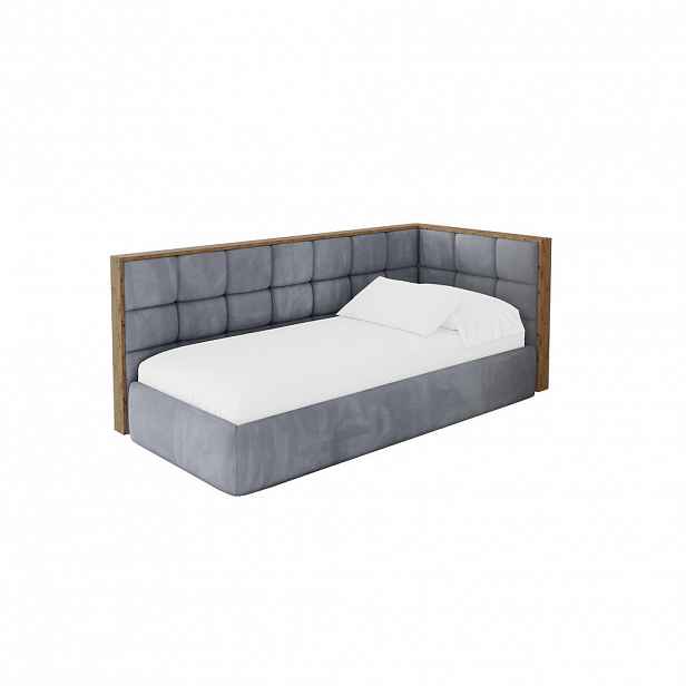 ALTDECOR JEDNOLŮŽKOVÁ POSTEL pro mládež s úložným prostorem, vlevo - SOVY 80x200 šedá