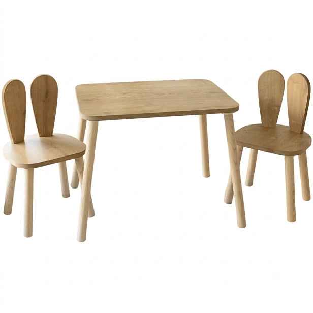Dětská sada stolečku a 2 ks židliček Bunny Two Chair Set - Brown
