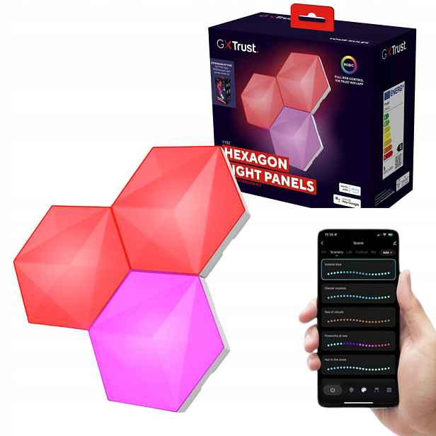 Led Osvětlovací Panel Trust Gxt 903 Vybz Rgb Hexagon 3 kusy