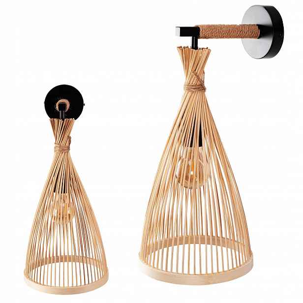 Nástěnné svítidlo Boho Bambusová nástěnná lampa Šňůra 40,5 cm