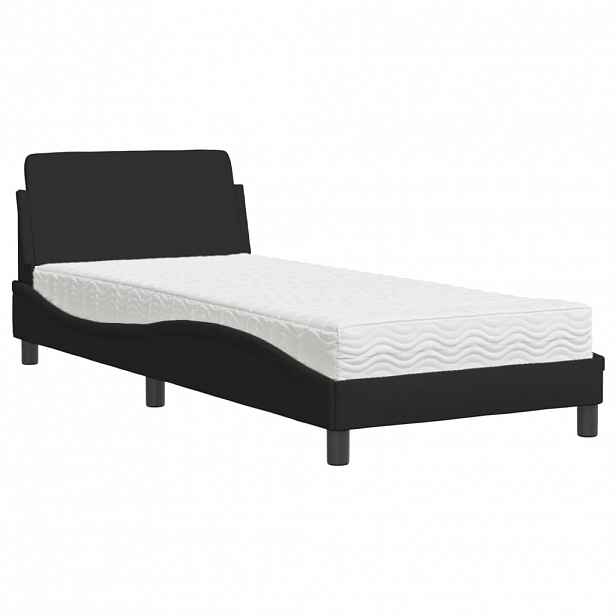 vidaXL Postel s matrací Dover černá 90 x 190 cm textil