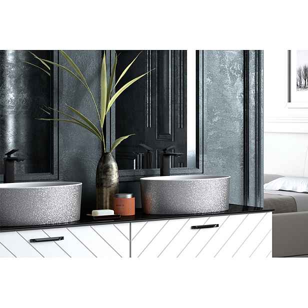 BESCO Olsen Spa  UNIQA KEUNINDGLAM02 - Umyvadlo na desku UNIQA GLAM stříbrná