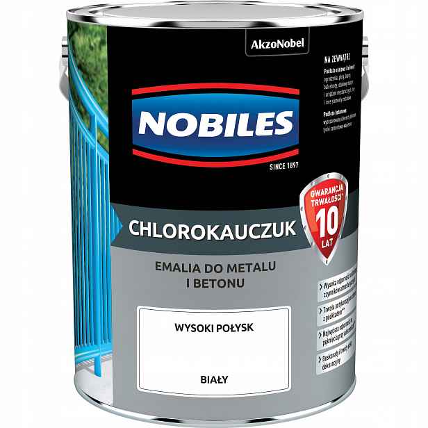 Nobiles Chlorokaučuk Bílý 5L Smalt Na Kov A Betonu