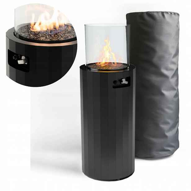 Planika Bino Black Terasový Biokrb Ohřívač 8 kW Plynový S Potahem