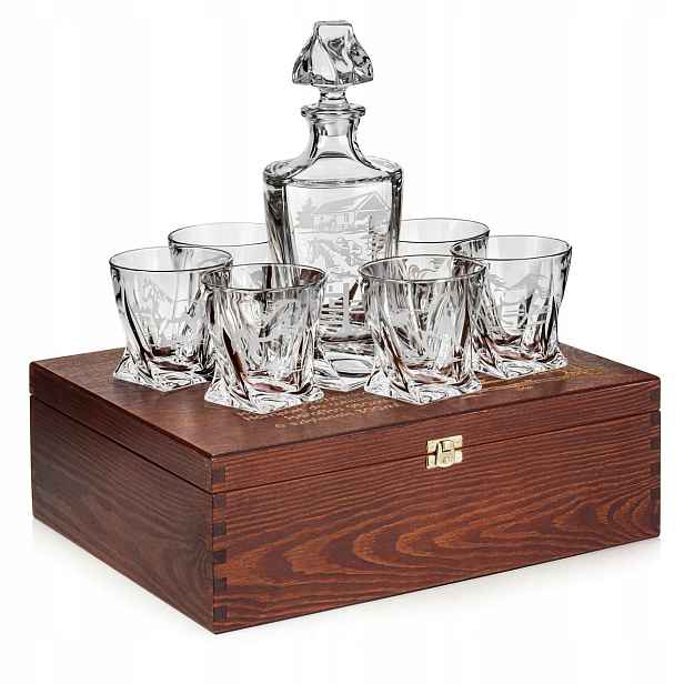 Sada na whisky 6+1 Quadro "koně" karafa 770 ml sklenice 340 ml v krabičce