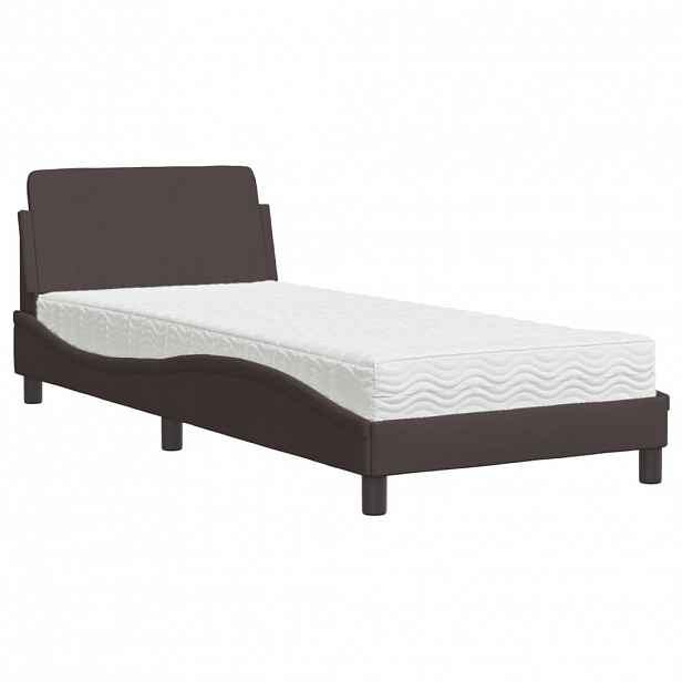 vidaXL Postel s matrací Dover tmavě hnědá 90 x 190 cm textil