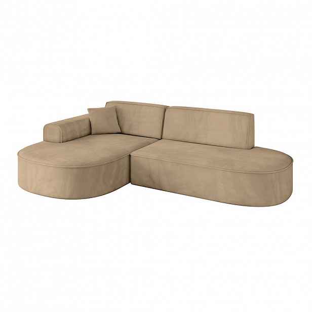 ALTDECOR ROHOVÁ SEDACÍ SOUPRAVA s otomanem vlevo MARI-L1 – 243 x 171 x 79 cm, šedohnědý velur