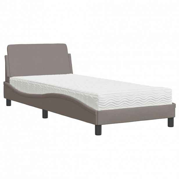 vidaXL Postel s matrací Dover taupe 90 x 190 cm textil