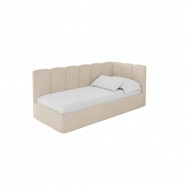ALTDECOR JEDNOLŮŽKOVÁ POSTEL pro mládež s úložným prostorem a matrací H3/H4, vlevo - DEXY 100x200 béžová