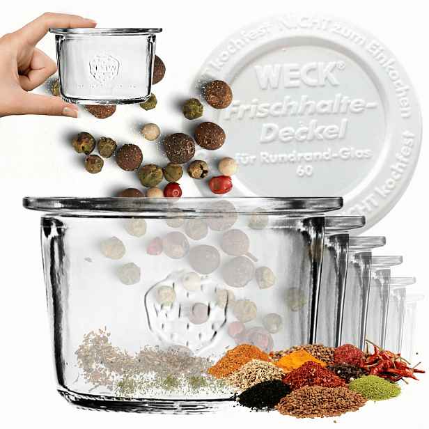 Sklenice Weck 80 ml zavařeniny Mold žáruvzdorné plastové víčka 12 Ks