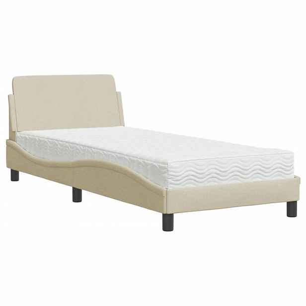 vidaXL Postel s matrací Dover krémová 90 x 190 cm textil