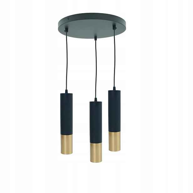 Závěsná lampa 3xGU10 Circus černo-zlatá, kov, 110 cm, IdeaLED