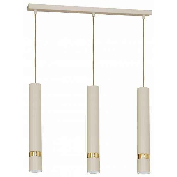 Závěsná lampa Reno Béžová Zlatá 3xGU10 stropní tuby béžové zlaté doplňky