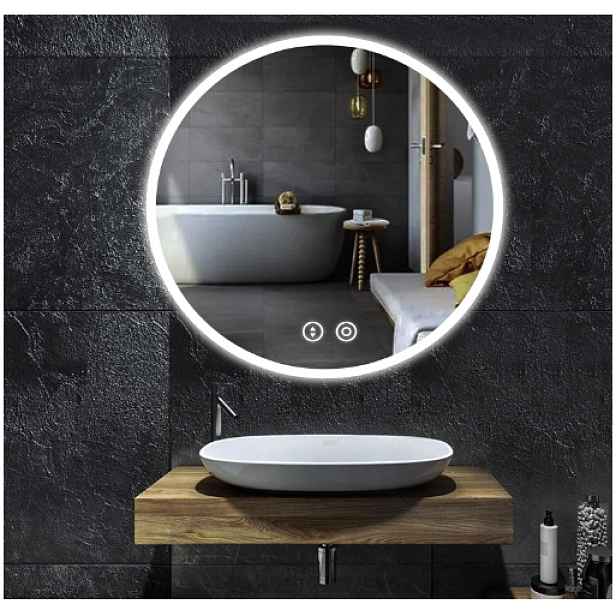 Zrcadlo koupelnové Led kulaté 60cm Yoleo proti zamlžování 3 světla IP44