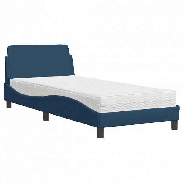 vidaXL Postel s matrací Dover modrá 90 x 190 cm textil