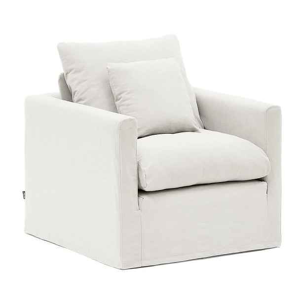 Bílé lněné křeslo Nora – Kave Home