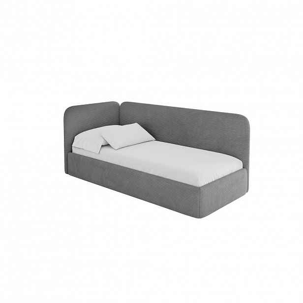 ALTDECOR JEDNOLŮŽKOVÁ POSTEL pro mládež s úložným prostorem a matrací H3/H4, vpravo - ELSY 80x200 tmavě šedá