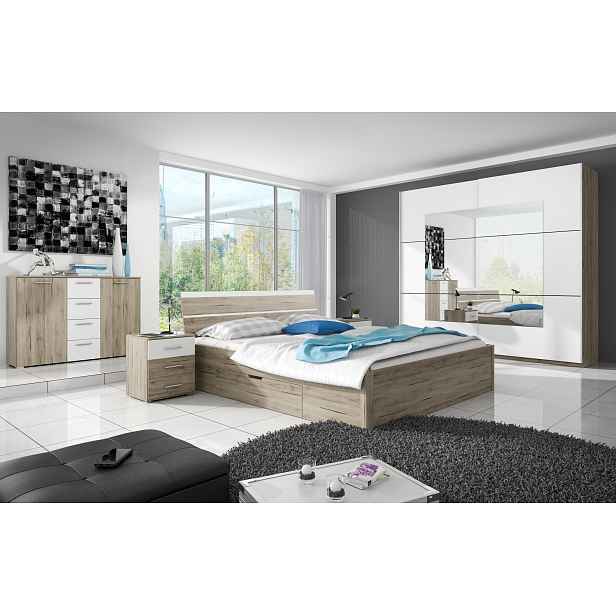Ložnice BETA s postelí 160x200 cm,  dub san remo světlý/bílá