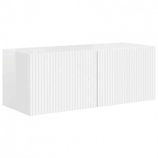 vidaXL TV wall cabinet 78,5 x 30 x 29,5 cm Lesklá Bílá