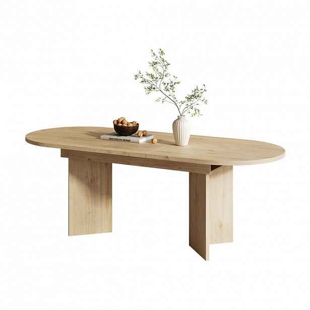 Modfu JÍDELNÍ stůl z MDF 180x90x75 cm dubový rozkládací se zaoblenými rohy a zesílenou deskou