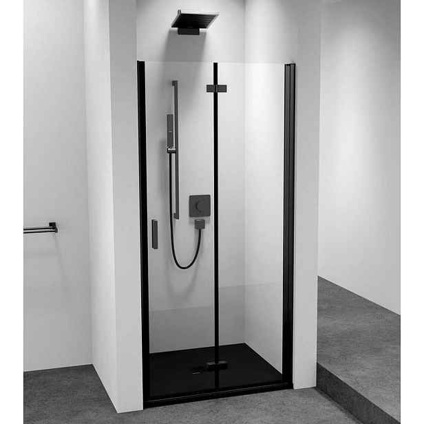 Polysan Zoom Black - Sprchové dveře 90x200 cm, pravé, Antidrop, čiré sklo/matná černá ZL4915BR-01