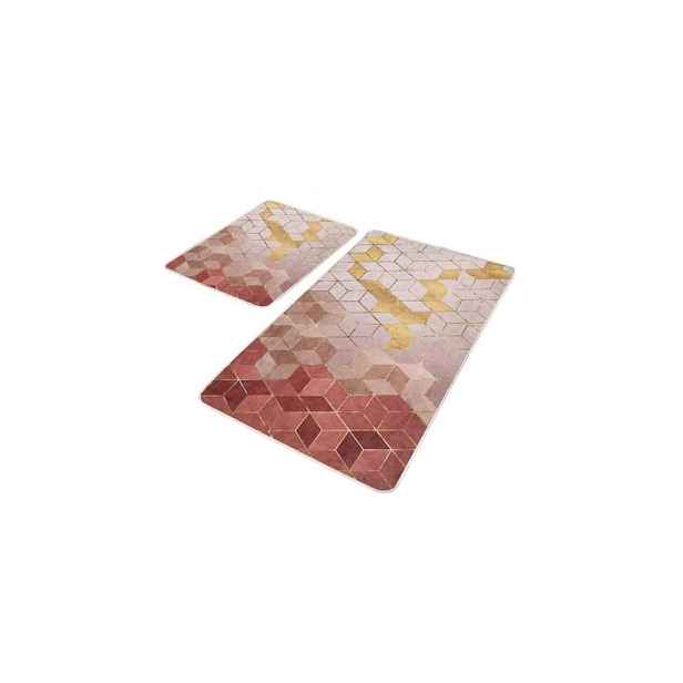 Růžové sametové koupelnové předložky v sadě 2 ks 60x100 cm – Mila Home