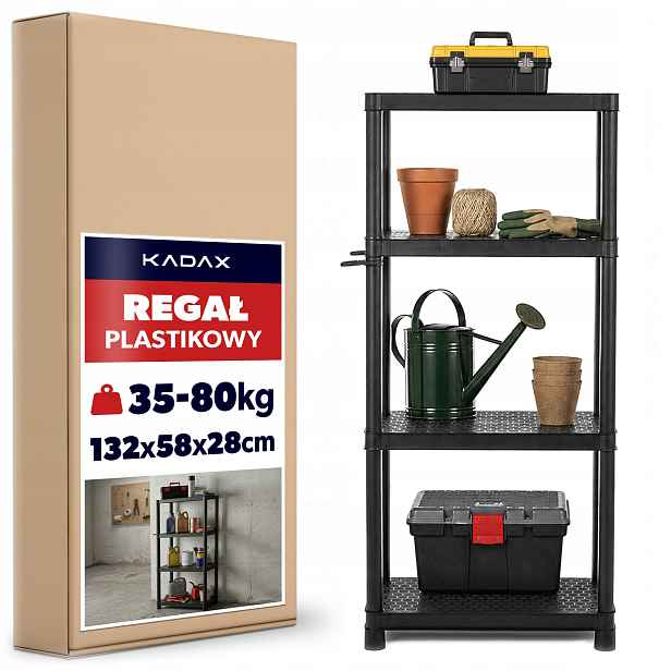 Skladový Regál 132x58x28 cm Garážový 4-ÚROVŇOVÝ Do Sklepa Polička