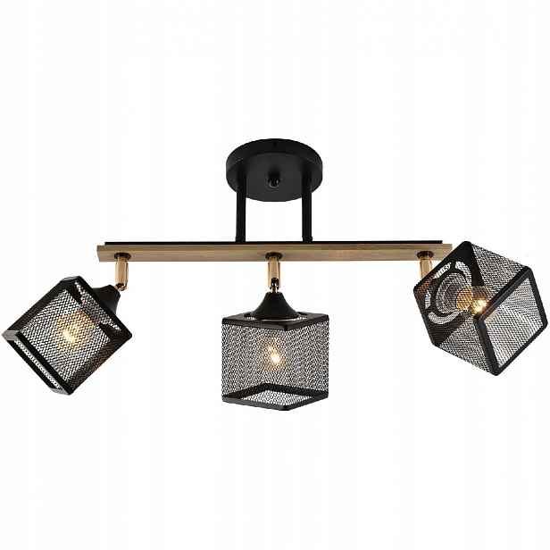 Stropní Svítidlo Loft Závěsná Matná Černá Bk+fgd+wood Vargo E27 DL1335
