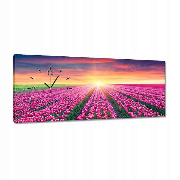 Hodiny 100x40 Moře tulipánů Květiny