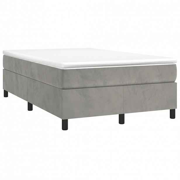 vidaXL Box spring postel s matrací světle šedá 120x190 cm samet