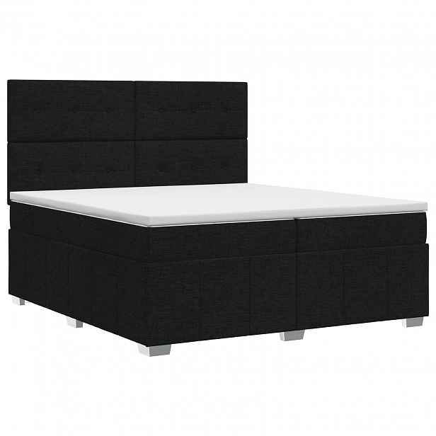 vidaXL Postel boxspring s matrací s čelo Černá 200 x 200 cm Textil