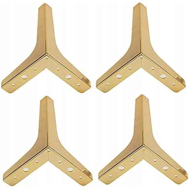 4 x Zlaté Kovové Nábytkové Nohy K Pohovce Komody Skříňky 13 CM