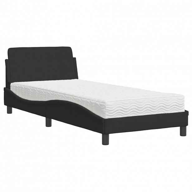 vidaXL Postel s matrací Dover černá 90 x 190 cm samet