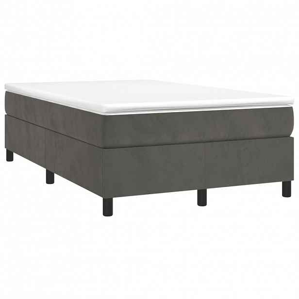 vidaXL Box spring postel s matrací tmavě šedý 120x190 cm samet