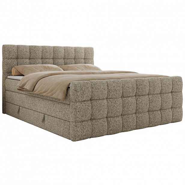 MKS POSTEL BOXSPRING ALTIVO KING DUO 180/200 - Taupe Strukturovaná látka - Topper T25 - H3