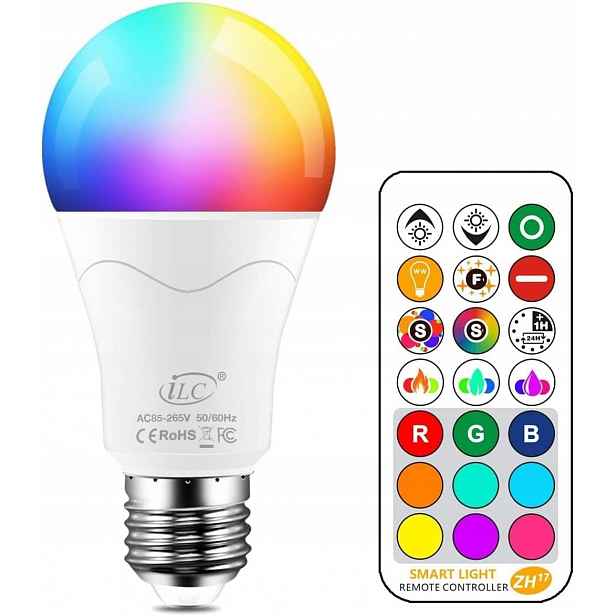 12W Led žárovka s možností změny barvy, stmívatelná, s přiloženým dálkový ovladač