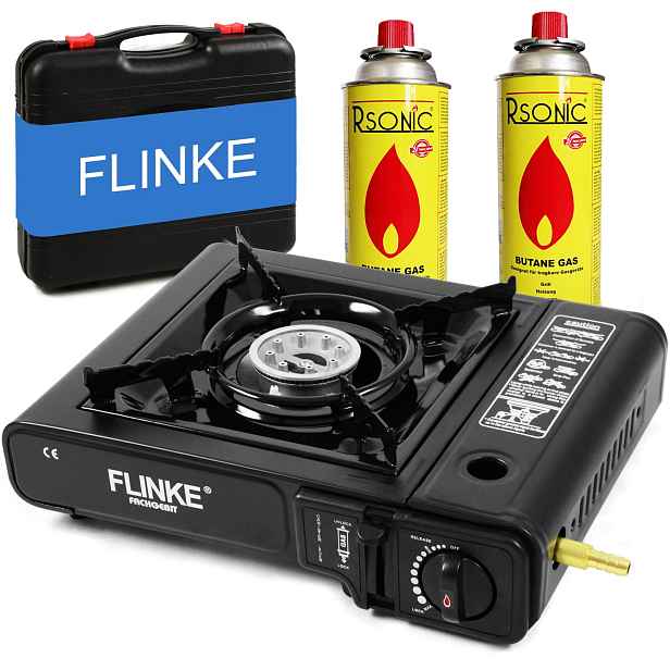 Flinke 8206 Plynový vařič v kufříku + 2 kartuše