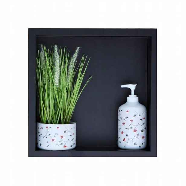 Koupelnová Polička 30x30x10 cm Černá Nerezová Wall-box One Balneo