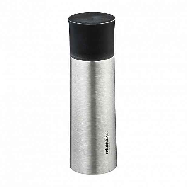 Relaxdays TERMOLÁHEV Stříbrná Černá nerez 400 ml s hrnkem