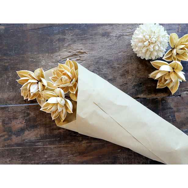 Sada sušených béžových květin jiřinka Fleur Dahlia – 55 cm / 3ks Chic Antique