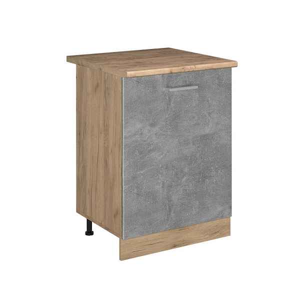 Vicco SPODNÍ SKŘÍŇKA KUCHYŇSKÉ LINKY R-Line, Beton/Zlatý mocný dub, 60 cm s 1 dveřmi pracovná doska Dub Goldkraft