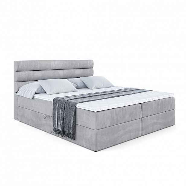 ALTDECOR AMERICKÁ postel s matrací H4 a lamelovým roštem – CELESTIA – 120 × 200 cm – H4 – světle šedá