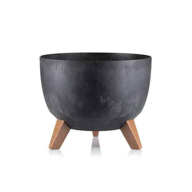HowHomely Květináč Rosa Linea 29x18 cm černý beton