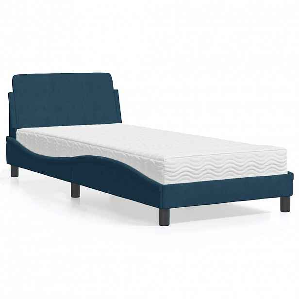vidaXL Postel s matrací Dover modrá 90 x 190 cm samet