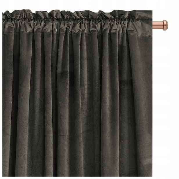 Zatemňovací Závěs Velur Imperial 140x250 výška tmavě šedá Na Pásce