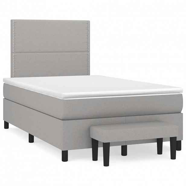 vidaXL Box spring postel s matrací světle šedá 120 x 200 cm textil